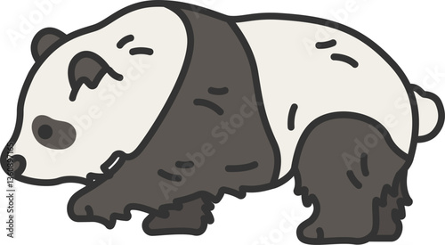 パンダ（線画カラー）のイラスト