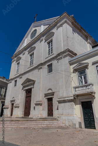Lisbon’s richest church dedicated to Saint Roch (Igreja de Sao Roque, 1553 - 1573). In front of church, in Trinidade Coelho Square, stands Antonio Vieira statue. Lisbon, Portugal.