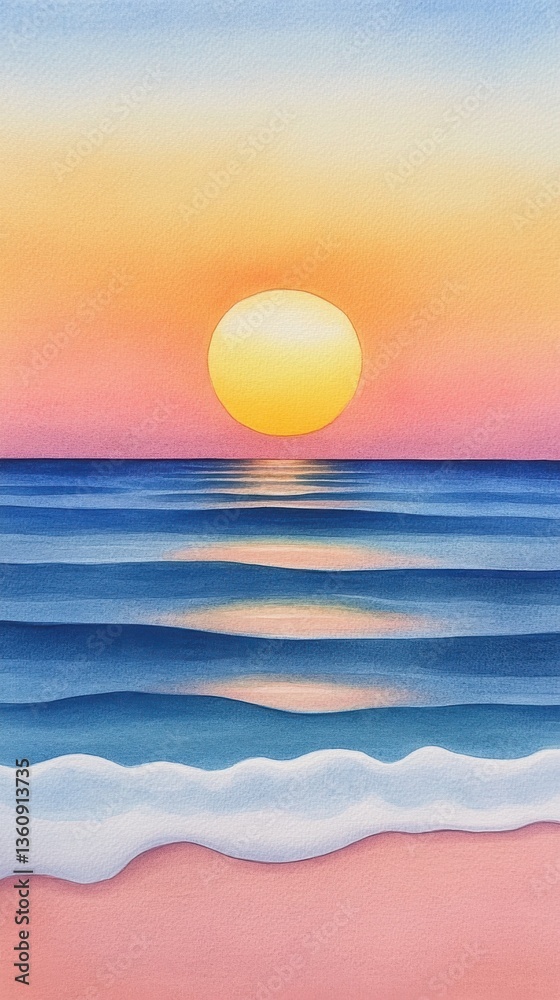 Obraz premium Earth Day. Pastel Sunset Over Calm Ocean Waves on Pink Sand Beach