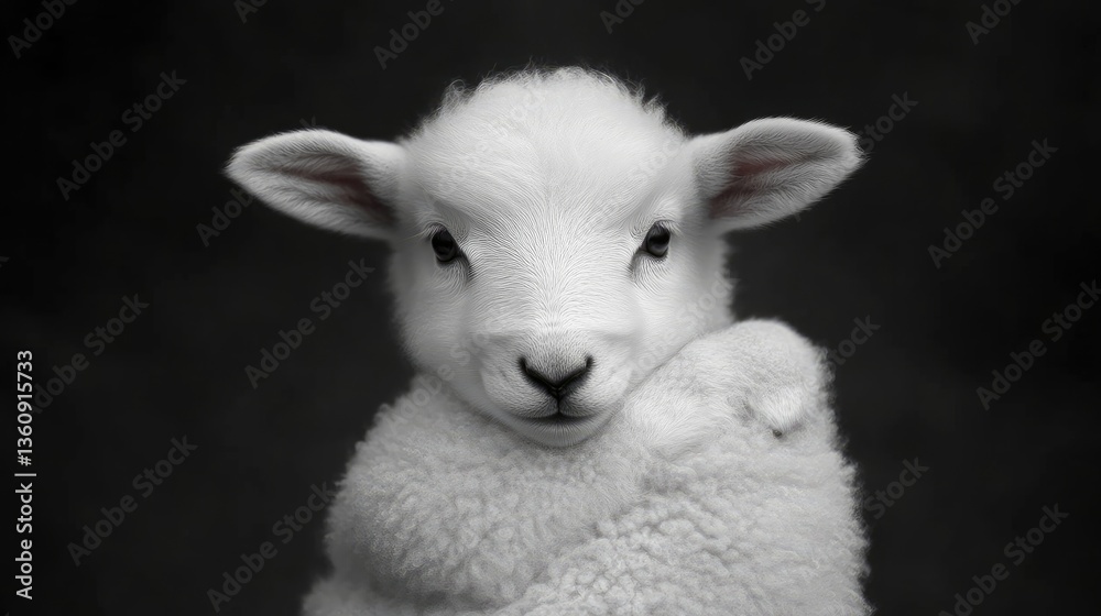 Obraz premium Innocent lamb, close-up portrait