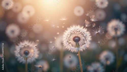 Dreamy Dandelion Seeds Blowing in the Wind – Nature Macro Photography