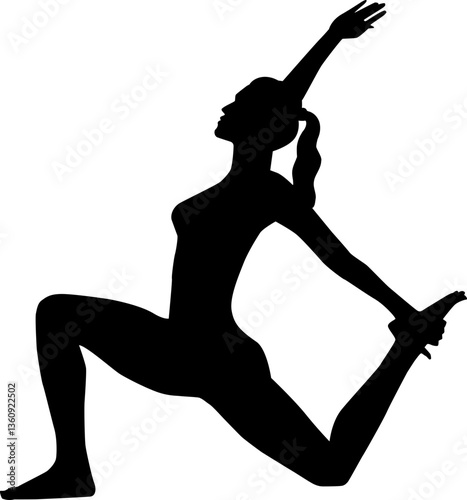 Woman yoga stretching pose silhouette vector isolated graphic design