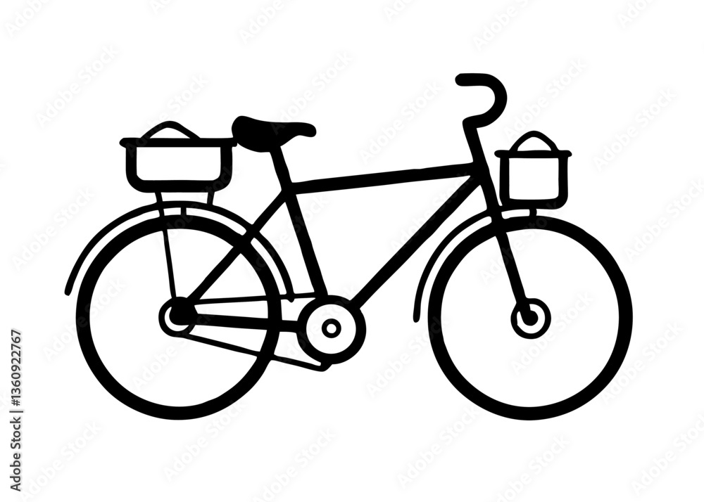 Obraz premium Minimalist Bike Journey: A sleek, monochromatic depiction of a bicycle, artfully illustrating a simple mode of transport, perfect for conveying concepts like eco-friendly living and freedom