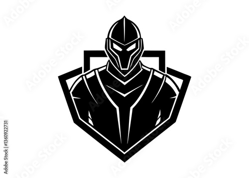 Steeled Sentinel: A striking minimalist logo depicts a stoic warrior in gleaming armor, representing strength, protection, and valor.