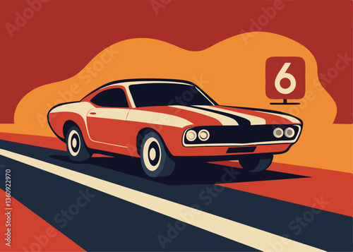 Vintage Car Racing: A dynamic illustration of a vintage sports car racing down a highway, capturing the speed and thrill of a bygone era. Evoking nostalgia and a sense of adventure