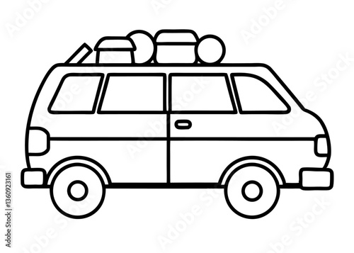 Road Trip Ready: A stylized illustration of a fully packed minivan ready for adventure, the vehicle symbolizes exploration and freedom.