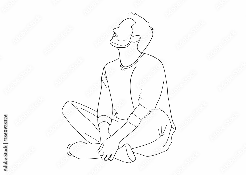 Serene Contemplation: A minimalist line drawing of a person in quiet introspection, embodies peaceful reflection and inner stillness. Serene Contemplation: A minimalist line drawing of a person in quiet introspection, embodies peaceful reflection and inner stillness.