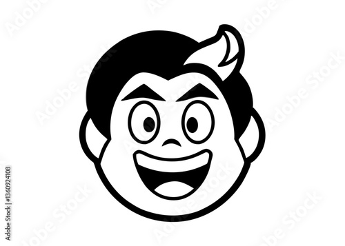 Joyful Young Boy: A cheerful illustration of a young boy's face, full of joy, featuring a big smile and expressive eyes, offering a clean and minimalistic design.