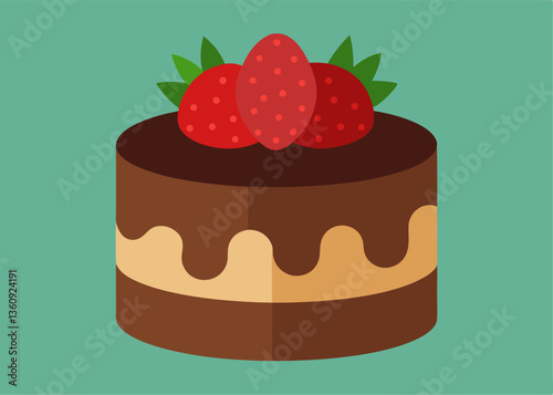 Sweet Temptation: a delectable chocolate cake crowned with fresh, juicy strawberries, inviting indulgence with its rich flavors and delightful presentation.
