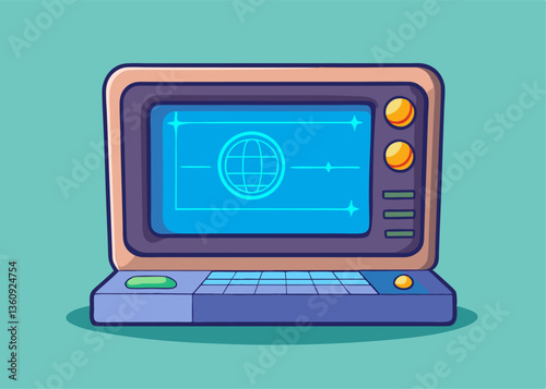 Retro Tech: A vibrantly colored, illustration-style image of a vintage computer, ideal for those seeking a touch of nostalgia and a nod to the digital age.