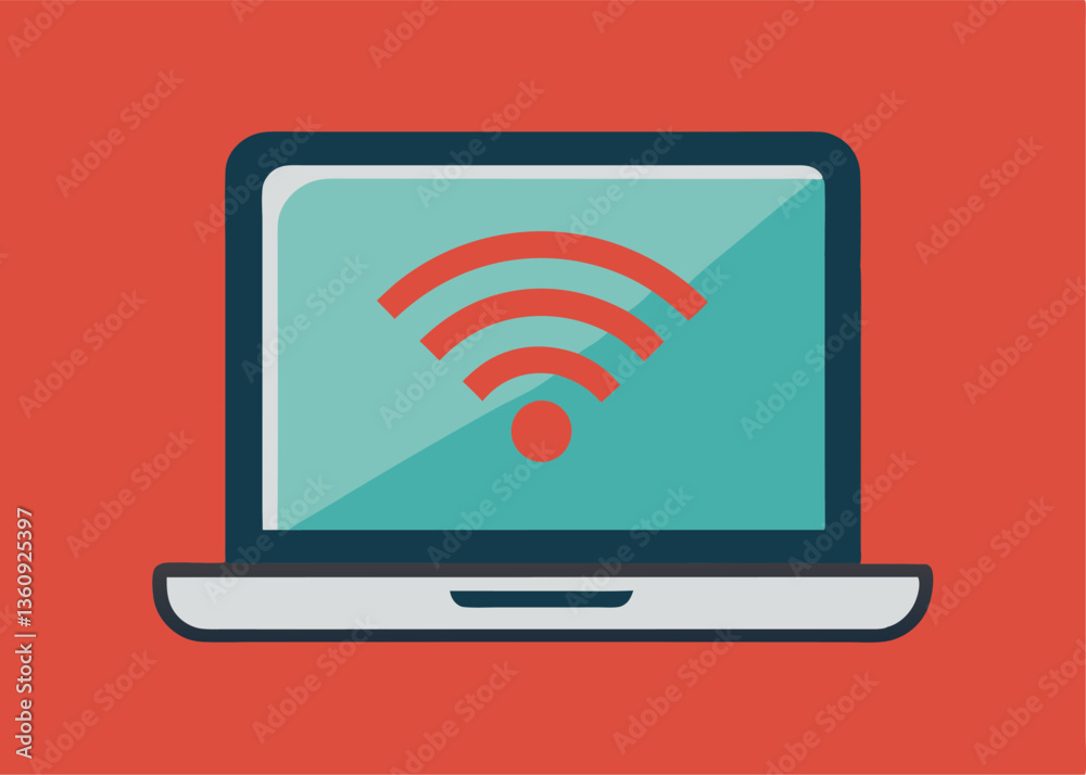 Digital Connectivity: A modern laptop prominently displays a vibrant Wi-Fi symbol, representing seamless wireless internet access. conveying the modern world of connectivity. Digital Connectivity: A modern laptop prominently displays a vibrant Wi-Fi symbol, representing seamless wireless internet access. conveying the modern world of connectivity.