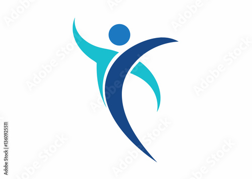 Abstract Wellness Logo: An abstract representation of human figure expressing wellness and vitality. Evoking a sense of balance, health, and the dynamic nature of life.