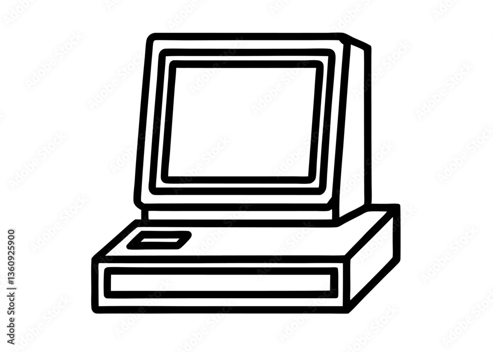 Retro Computing Icon: A minimalist illustration of a vintage computer, capturing the nostalgia of the past with its classic design Retro Computing Icon: A minimalist illustration of a vintage computer, capturing the nostalgia of the past with its classic design
