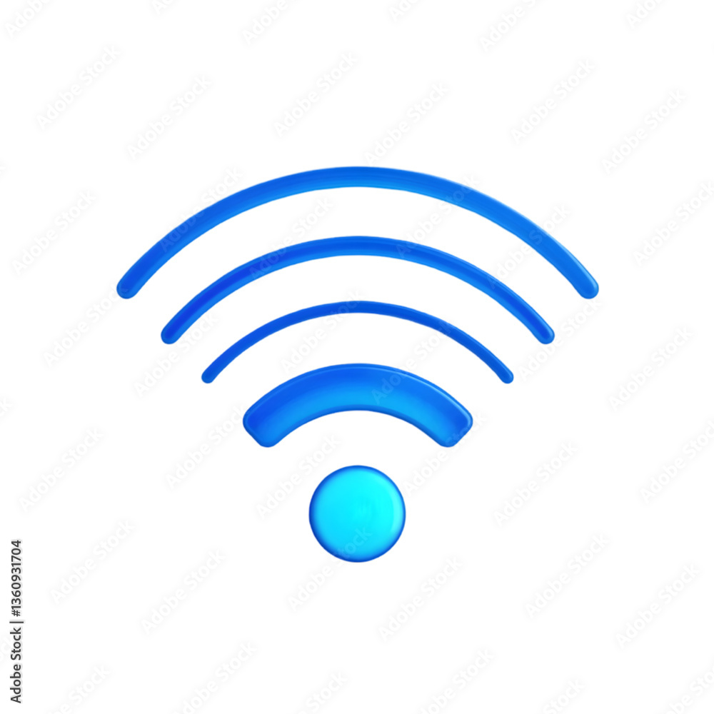 Free Wifi Icon: Blue Signal isolated on transparent background Free Wifi Icon: Blue Signal isolated on transparent background