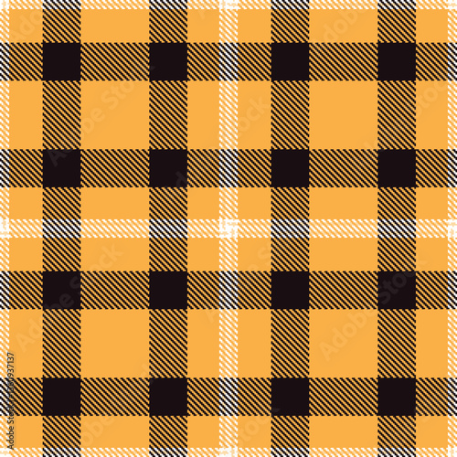 Bright White and Rich Butterscotch Seamless Tartan Textile Design