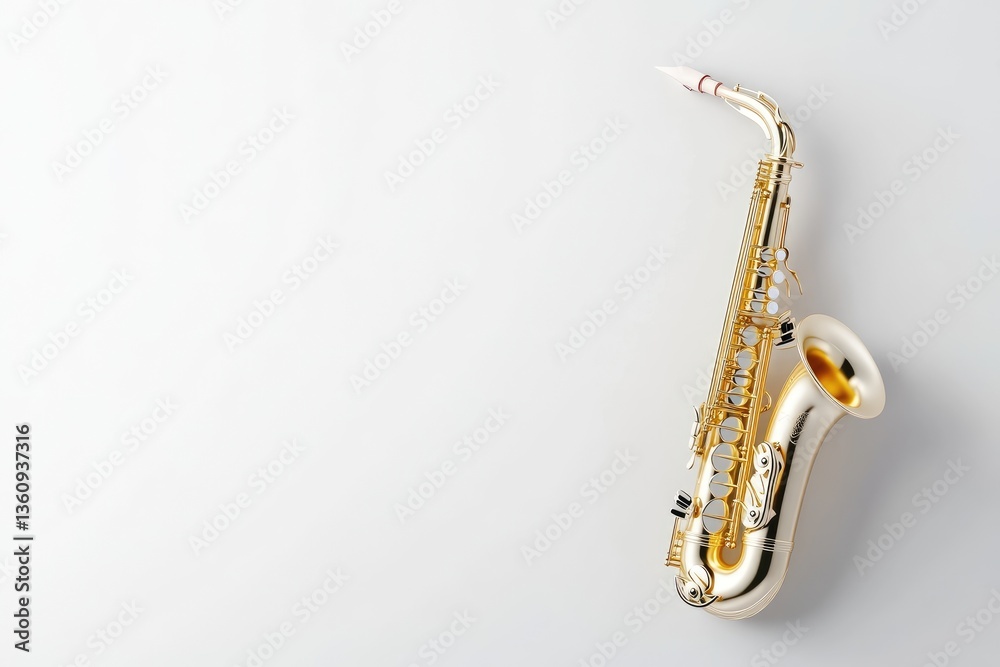 Naklejka premium Golden saxophone on white background