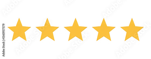 5 stars yellow score ranking review sing isolated on white background  
