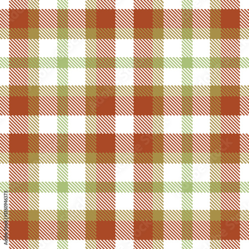 Bright White and Warm Burnt Umber Seamless Tartan Textile Design