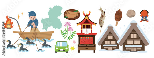 Tableau sur toile 岐阜のイラストセット