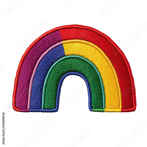 Rainbow Embroidery: A close-up shot of a beautifully crafted rainbow embroidery, showcasing the vibrant colors and intricate stitches, evoking a sense of joy and wonder.