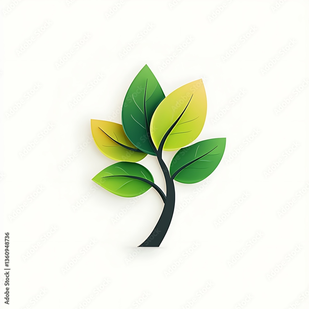 Naklejka premium 3d tree leaf logo design