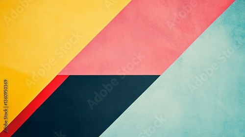 Abstract colorful geometric pattern featuring yellow, pink, black, red and blue areas