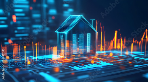 holographic screen displaying real estate market trends