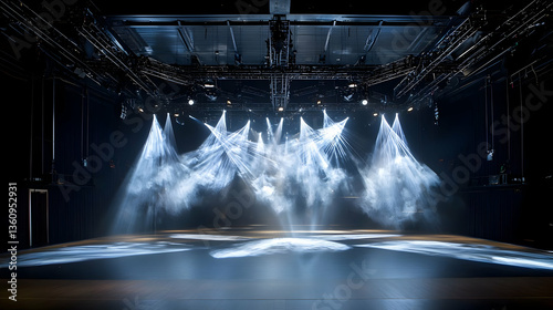 Abstract Light and Water Installation Performance on Dark Stage