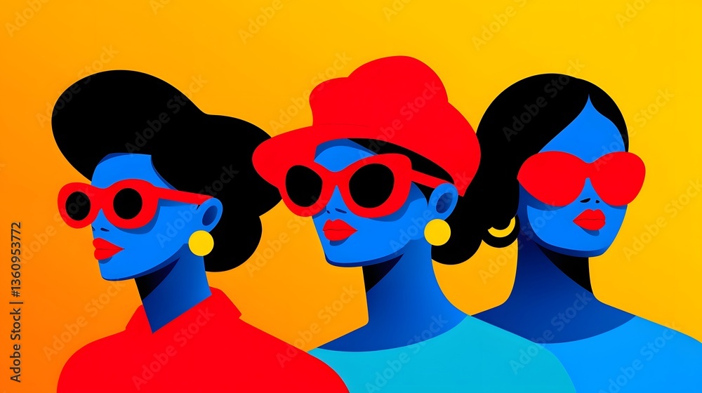Fototapeta premium Vibrant portrait of stylish people