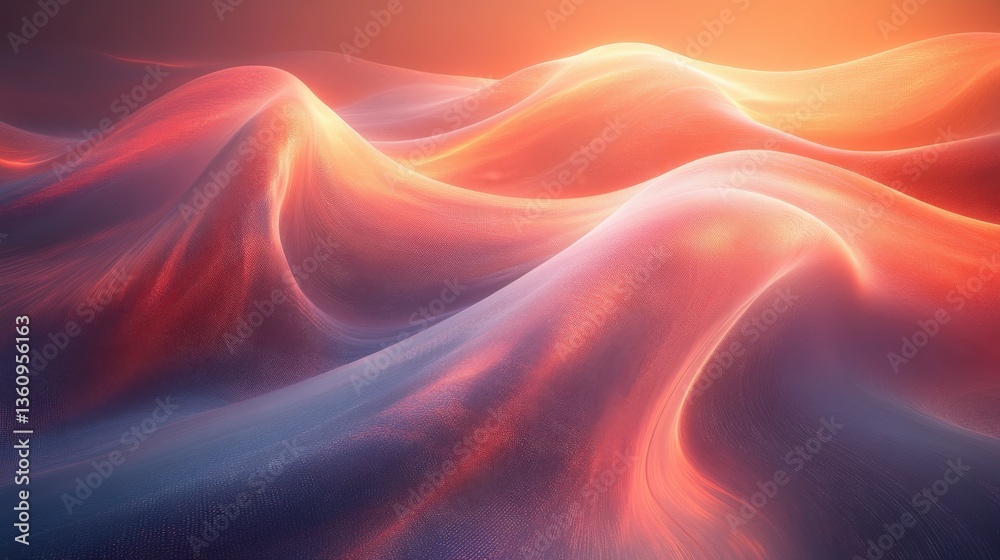 Obraz premium Surreal Abstract Landscape with Waves in Warm Lighting and Colors