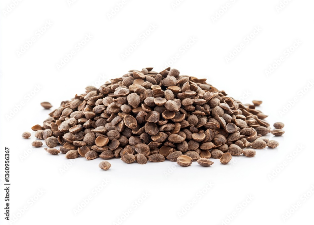 Pile of Brown Apricot Kernels on White Background in Studio Shot Pile of Brown Apricot Kernels on White Background in Studio Shot