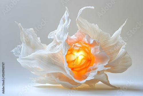 Abstract White and Orange Illuminated Sculpture