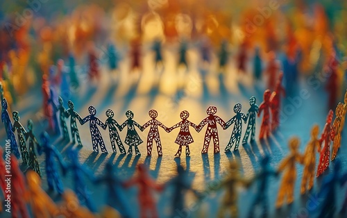 Colorful People Holding Hands in Circle