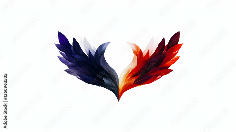 Abstract Wings: Red and Blue Fire and Ice Design Abstract Wings: Red and Blue Fire and Ice Design
