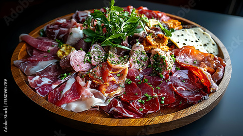 Artisan Charcuterie Board with Assorted Meats and Cheese