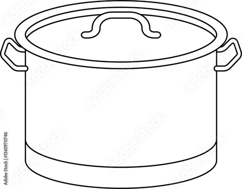 Casserole pot outline vector