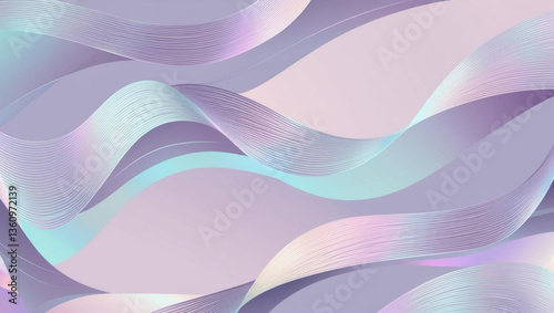 A futuristic vector pattern featuring smooth gradient mesh waves with a holographic effect