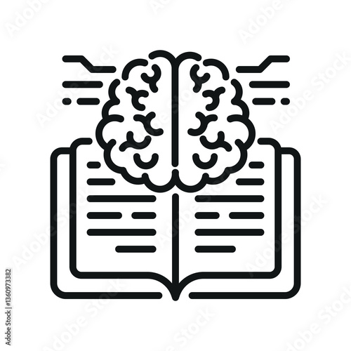 Vector illustration brain artificial intelligence with digital book icon