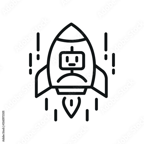 Vector illustration rocket lines robot artificial intelligence icon