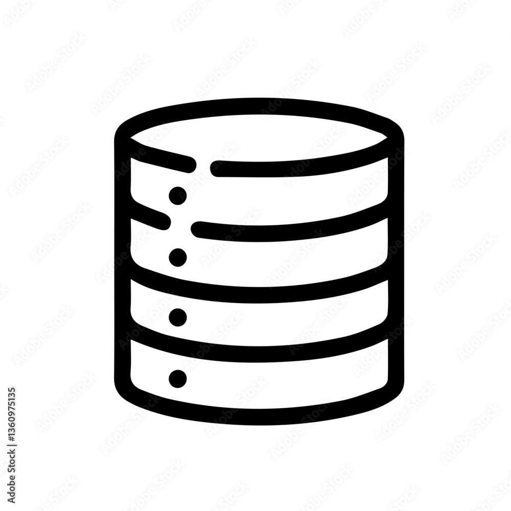 Database Icon in Minimalist Style with Black Lines Database Icon in Minimalist Style with Black Lines