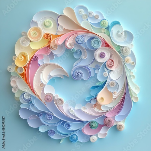 Colorful paper art in swirling patterns.