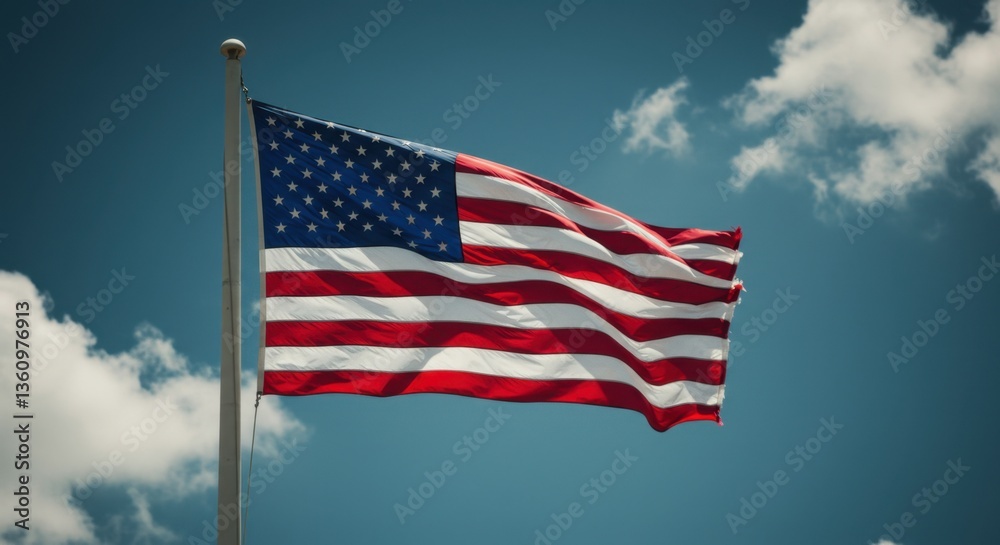 Obraz premium American Flag in Urban Scene