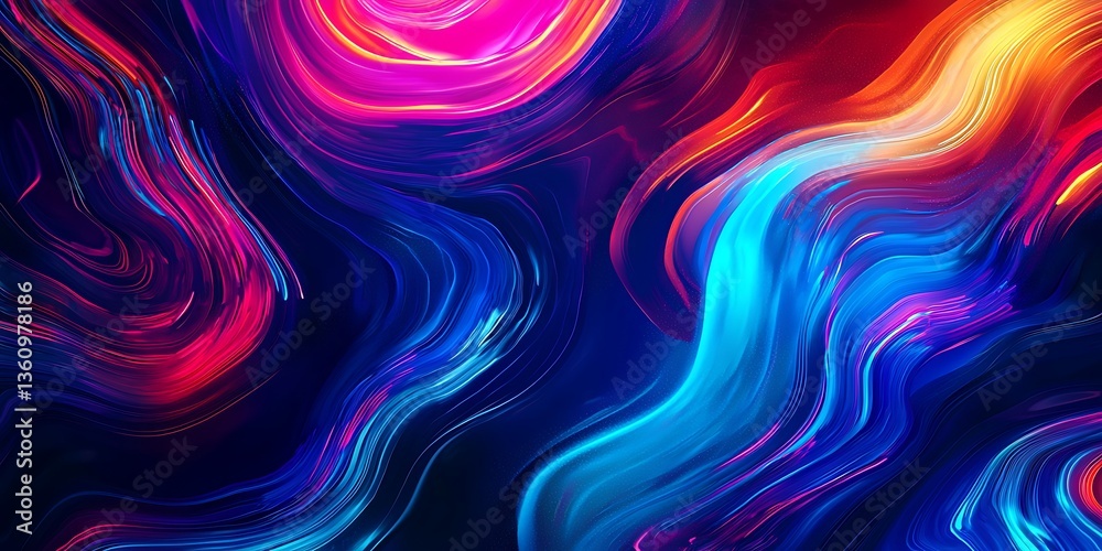 Fototapeta premium Abstract Colorful Flowing Lines with Neon Light Effect Creates Dynamic Background