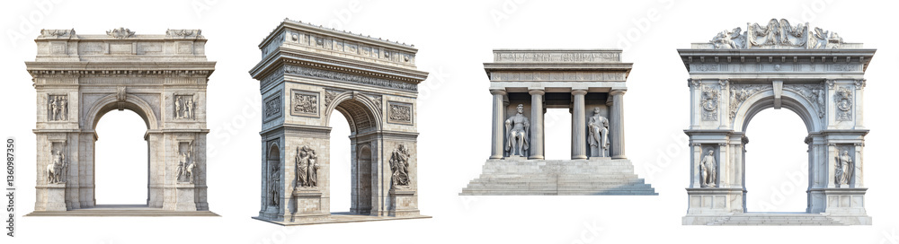 Obraz premium Historical Architectural Arches from Different Cultures and Eras, PNG bundle collection, Isolated on Transparent Background