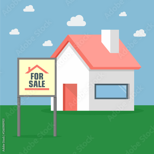 Vector illustration of house for sale