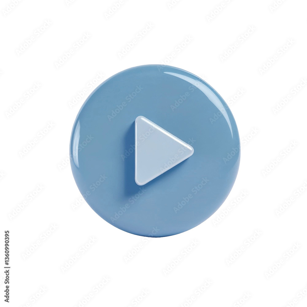 A sleek, rounded play button invites you to start an exciting journey, featuring a soft, light blue glossy finish. A sleek, rounded play button invites you to start an exciting journey, featuring a soft, light blue glossy finish.