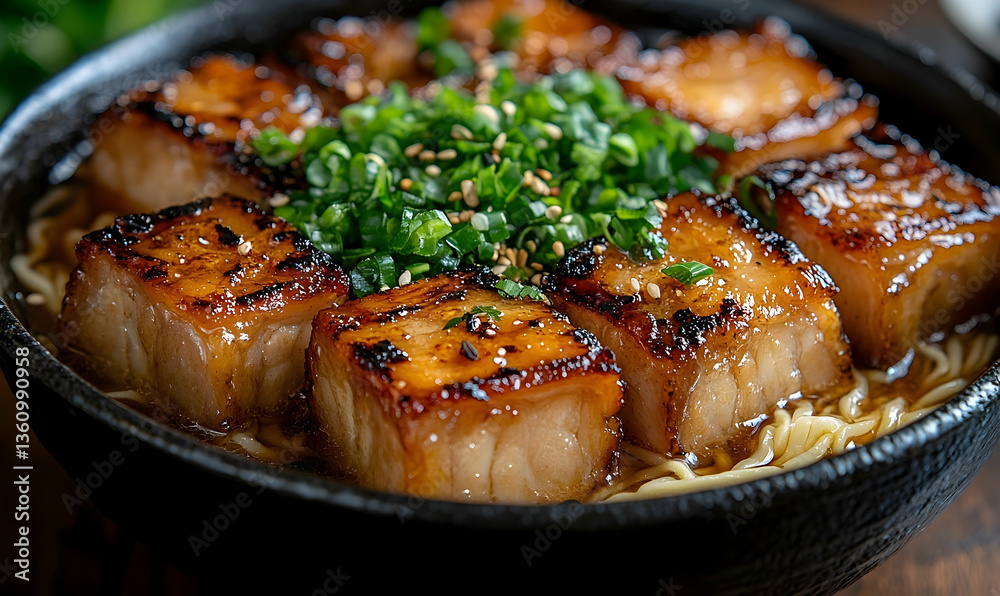 Delicious char siu ramen noodles in bowl Delicious char siu ramen noodles in bowl