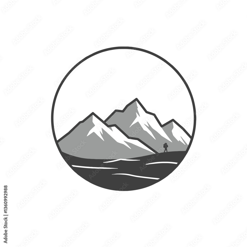Obraz premium Mountain Hiking Adventure Logo