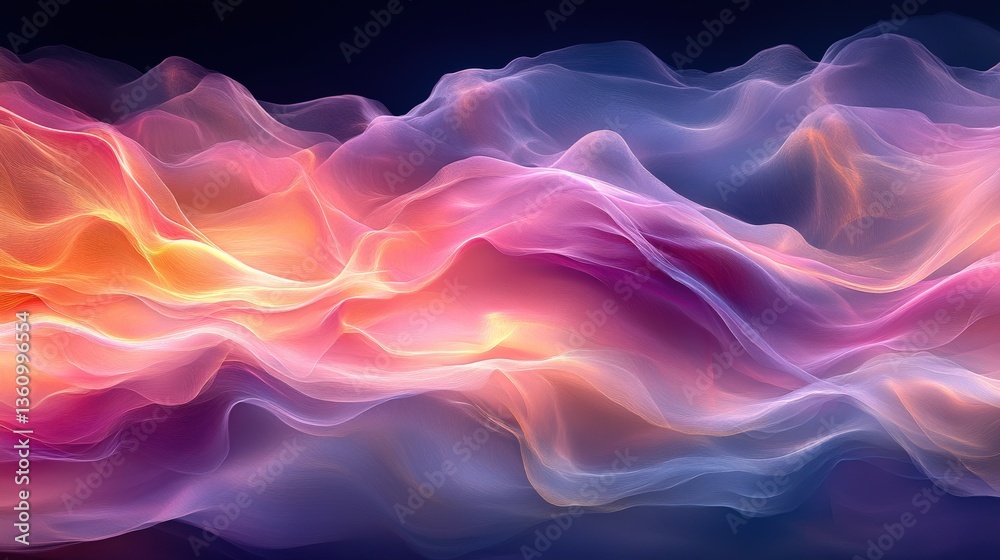 Obraz premium Ethereal Colorful Wave Patterns in Abstract Digital Art Design