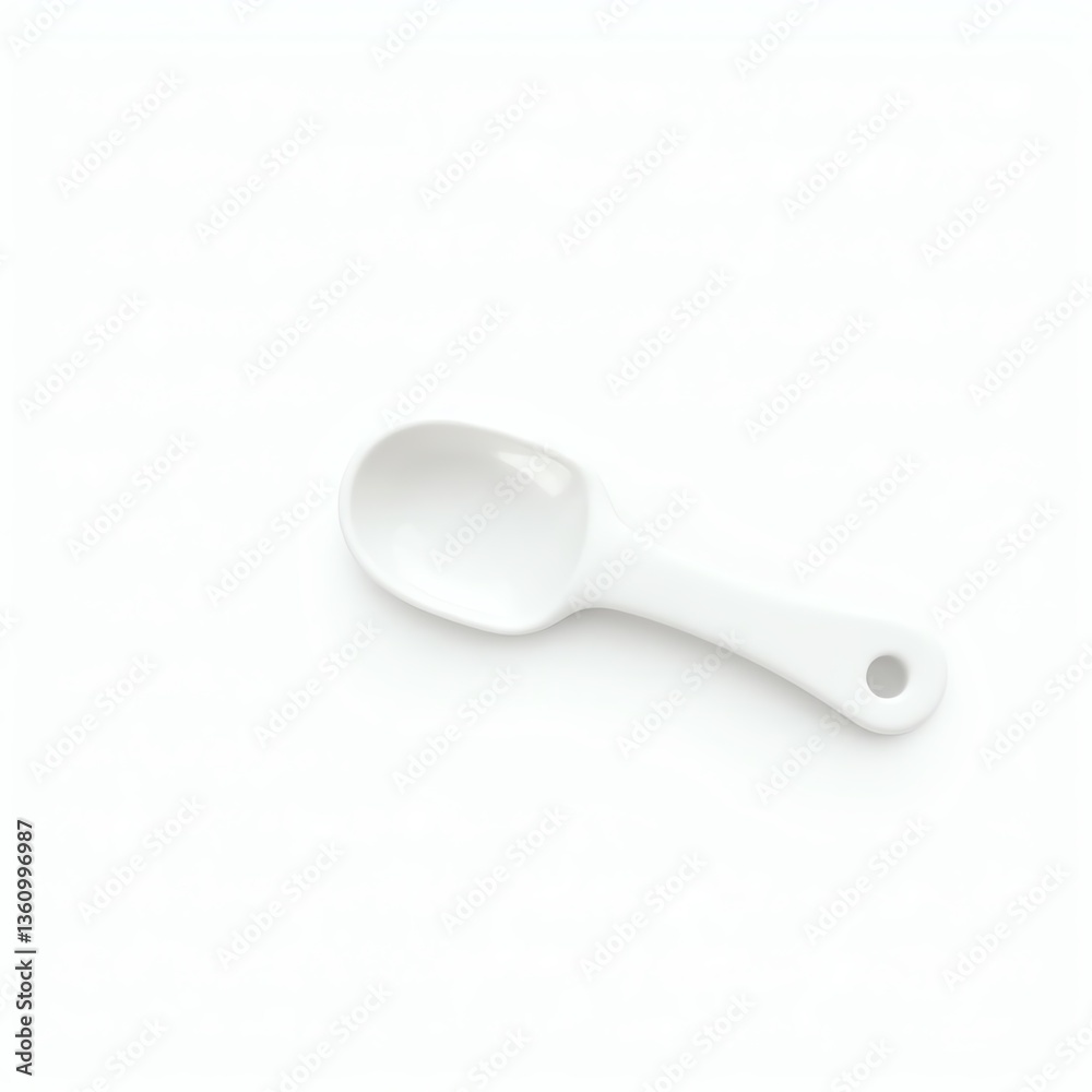 A simple white spoon scoop on a light background for culinary use.